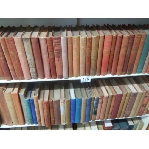 176 - Approximately 100 old books on four shelves. COLLECT ONLY