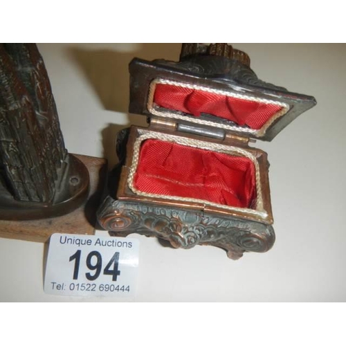 194 - Two souvenir items including trinket box.