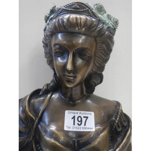 197 - A good quality bronze bust of a lady.