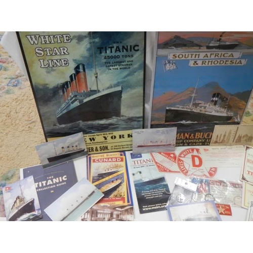 244 - A good lot of White Star Line and Cunard memorabilia including Titanic items.