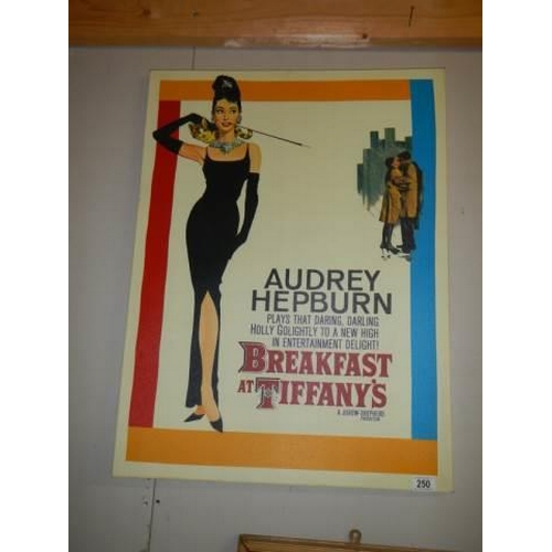 250 - A Breakfast at Tiffany's poster featuring Audrey Hepburn.