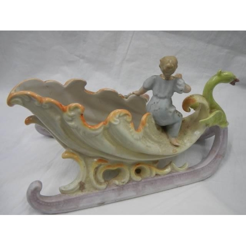 260 - A Continental porcelain swan posy bowl.