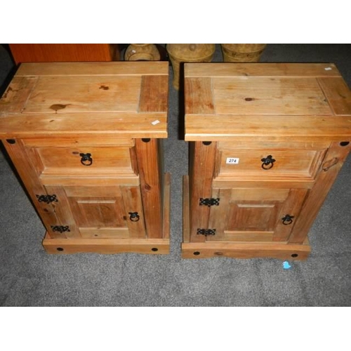 274 - A pair of rustic pine bedside chests, COLLECT ONLY.