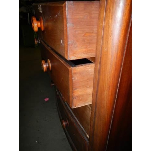 280 - A two over three mahogany bow front chest of drawers, COLLECT ONLY.