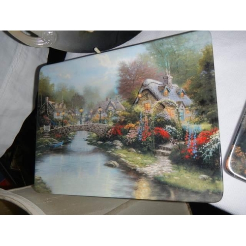 331 - Four rectangular farm scene plates and four others,.