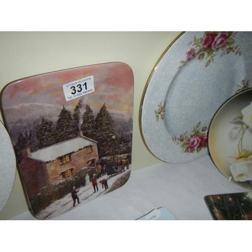 331 - Four rectangular farm scene plates and four others,.