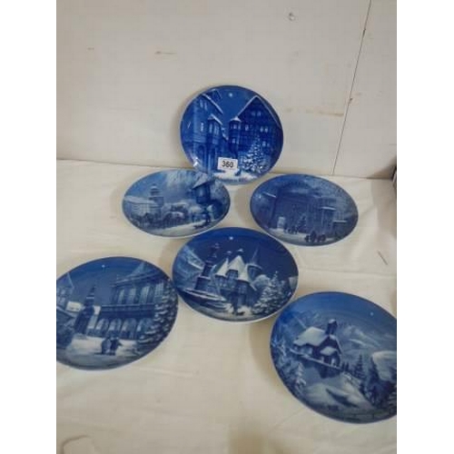 360 - Six German blue and white collector's plates.