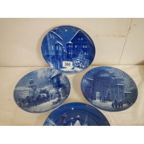 360 - Six German blue and white collector's plates.