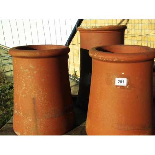 201 - 3 Terracotta Chimney pots