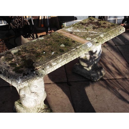 215 - An Ornate Stone Squirrel Bench 45x107x35