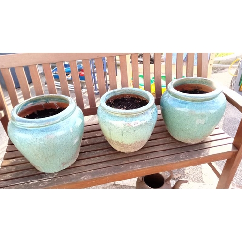 251 - 3 x large glazed Pots 33 cm High x 30 cm Diameter