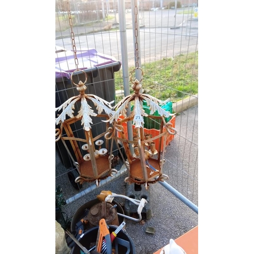 273 - 2 x Metal outside hanging lamps