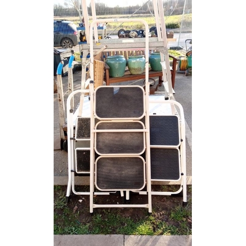 278 - 3 x  Sets of Pressed steel Ladders