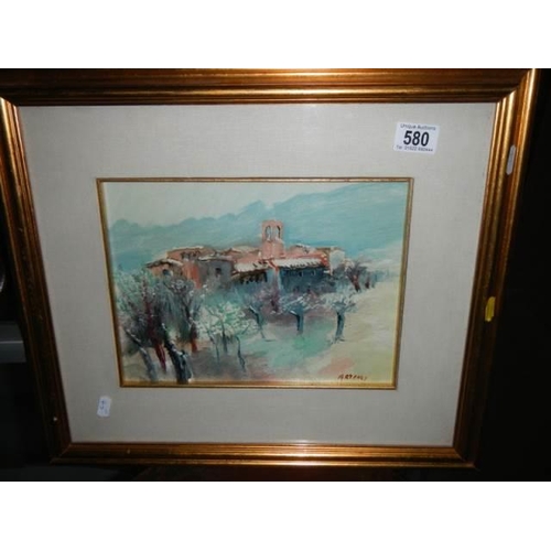 580 - A framed and glazed watercolour signed Artenzi, COLLECT ONLY.