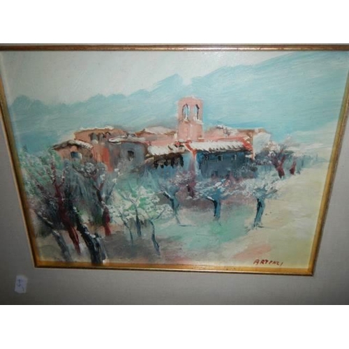 580 - A framed and glazed watercolour signed Artenzi, COLLECT ONLY.