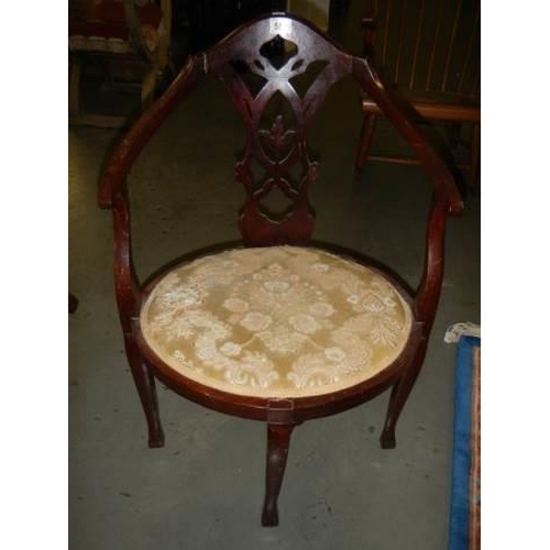 587 - A Victorian mahogany corner chair, COLLECT ONLY.