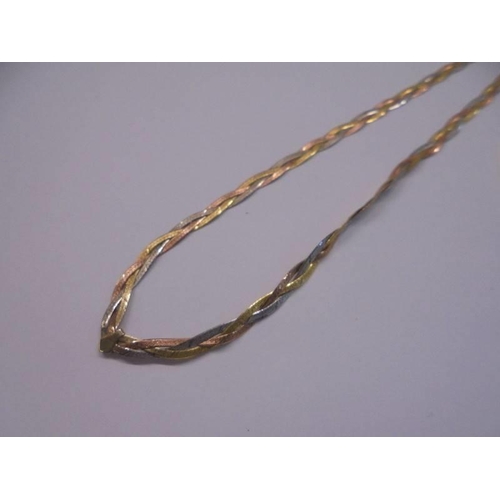 1007 - A tri-coloured 9ct gold necklace, 3.6 grams.