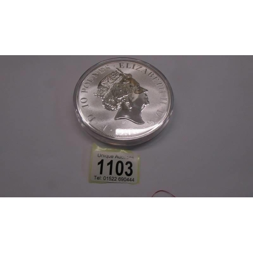 1103 - A 10 0z .999 silver 2020 Royal Arms coin.