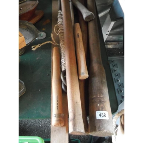 488 - A collection of Wooden Shafts