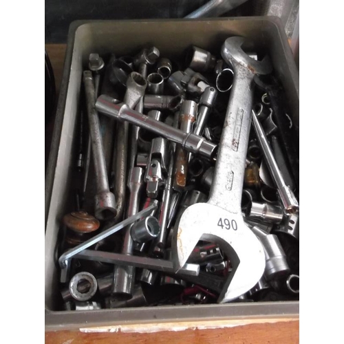 490 - A box of quality sockets and Spanners