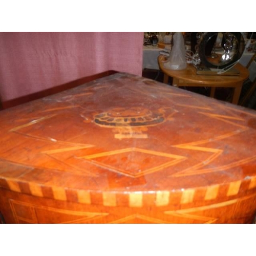 11 - A marquetry inlaid corner cupboard. (53cm x 37cm x 78cm high) COLLECT ONLY.