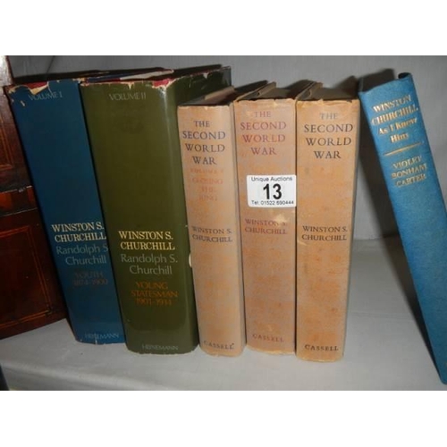 13 - Six books relating to Sir Winston Churchill.