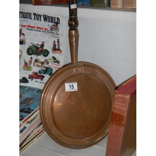 15 - A copper warming pan, COLLECT ONLY.