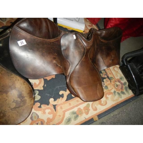 25 - Three leather saddles, COLLECT ONLY.