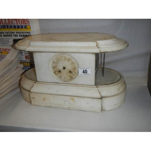 40 - An old marble clock for spares, COLLECT ONLY.