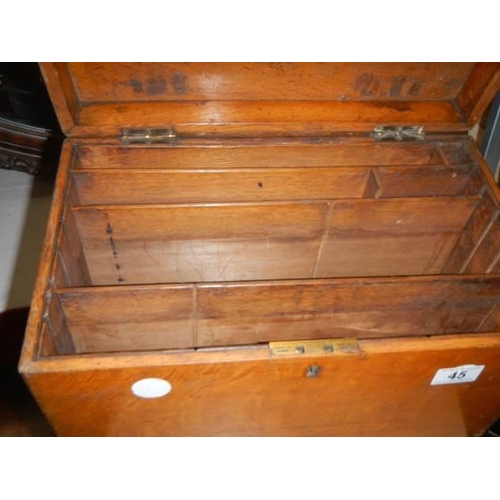 45 - An old wooden file box (no bottom).