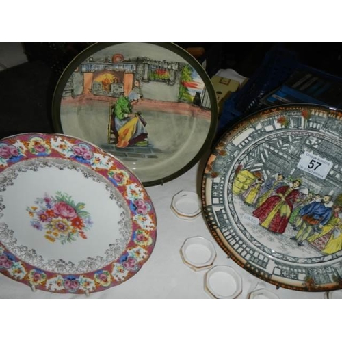 57 - 7 assorted collector's plates & 6 porcelain napkin rings