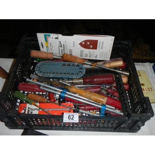 62 - A box of assorted tools. COLLECT ONLY.