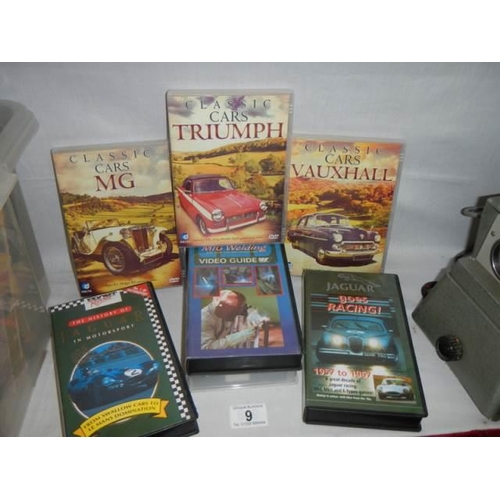 9 - Three classic car DVD's and three videos.