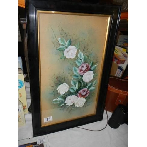 87 - A framed and glazed still life study of roses, COLLECT ONLY.