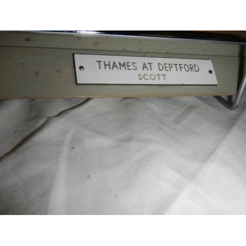 122 - A framed and glazed picture entitled 'Thames at Deptford, Scott' COLLECT ONLY.