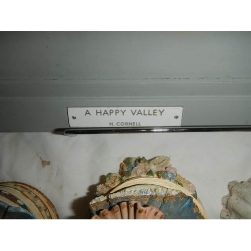 124 - A framed and glazed picture entitled 'A Happy Valley' H Cornell. COLLECT ONLY.