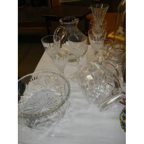 136 - A mixed lot of glass jugs and other glassware, COLLECT ONLY.