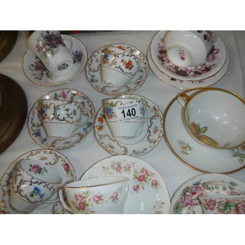 140 - A mixed lot of tea cups and saucers, COLLECT ONLY.