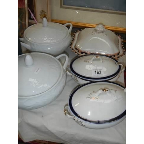 163 - Two pairs of tureens and one other, COLLECT ONLY.