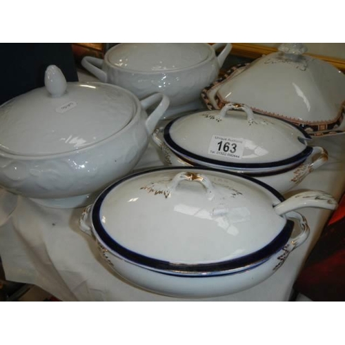 163 - Two pairs of tureens and one other, COLLECT ONLY.