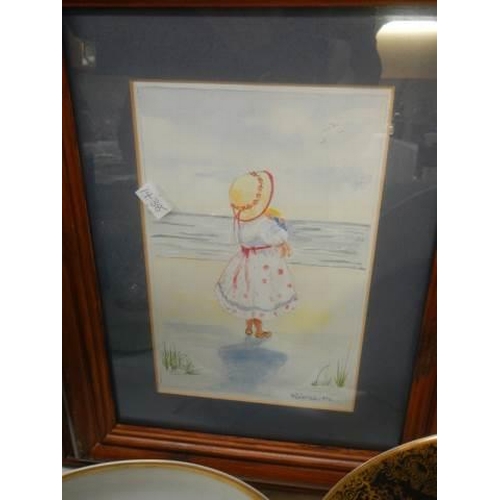 167 - Two framed and glazed beach scene with children, COLLECT ONLY.