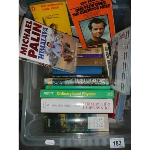 183 - Two boxes of assorted books.