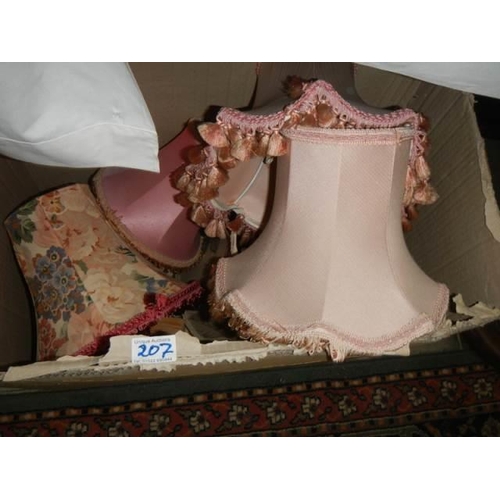 207 - A box of assorted lamp shades.