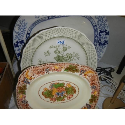 243 - A quantity of blue and white plates etc.,