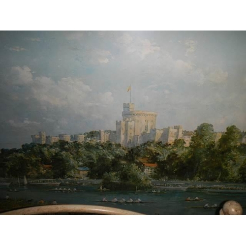 254 - A framed and glazed Thames boat race scene at Windsor Castle COLLECT ONLY.