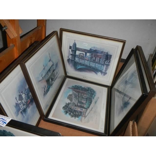 274 - Eight framed and glazed prints including London scenes, COLLECT ONLY.