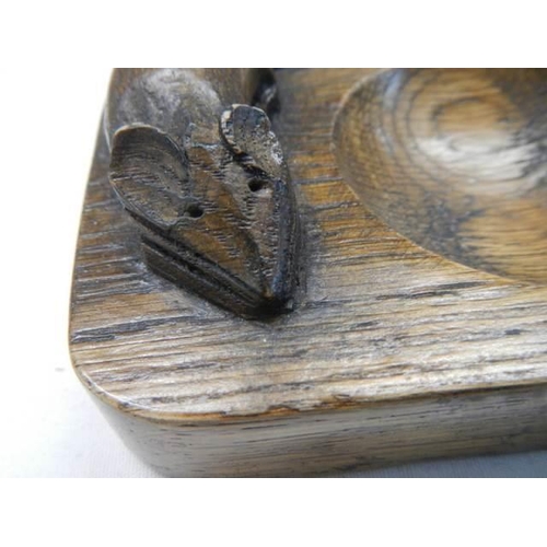 1045 - A Mouseman oak ashtray.