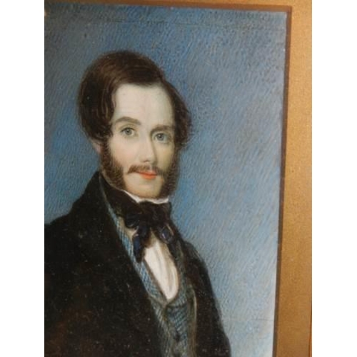 1049 - A hand painted portrait of a Victorian gentleman on ivorex.