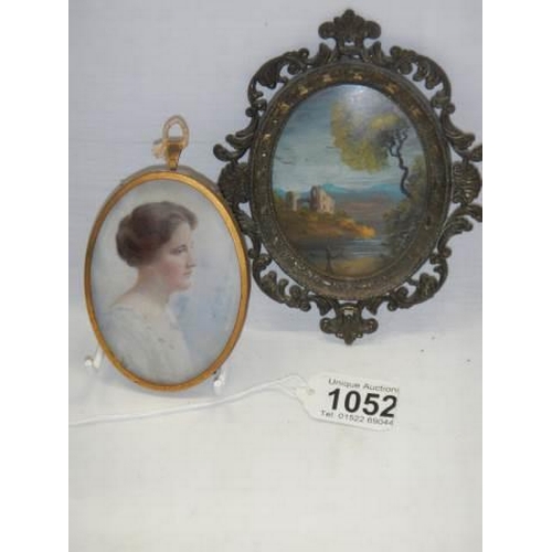 1052 - An early 20th century portrait painting and a mid 20th century example.