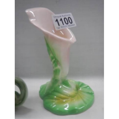 1100 - A Carlton ware lily shaped vase and a Raybur vase.